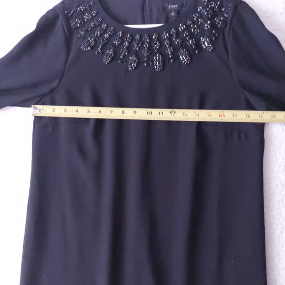 J. Crew Black Beaded Long sleeve Shift Dress Women's Sz 8 NWT - Picture 8 of 15